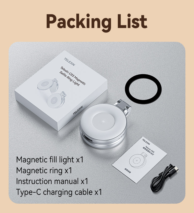 Built-In Mirror Magnetic Selfie Ring Light