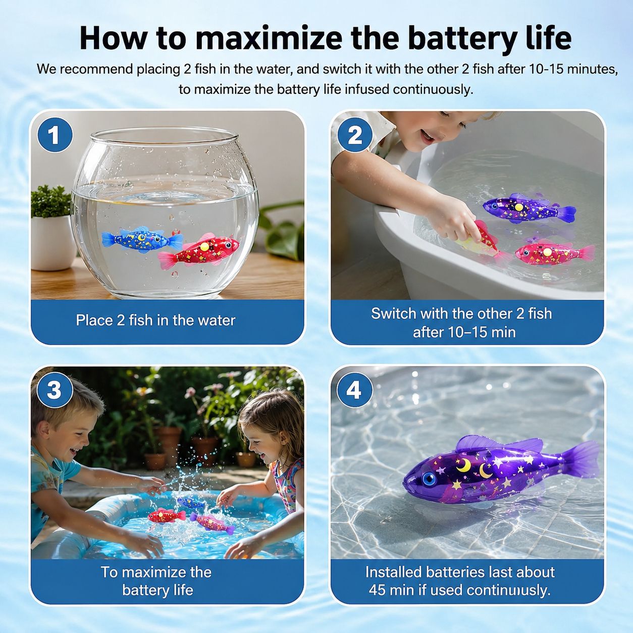 Swimming LED Robot Fish for Kids & Pets