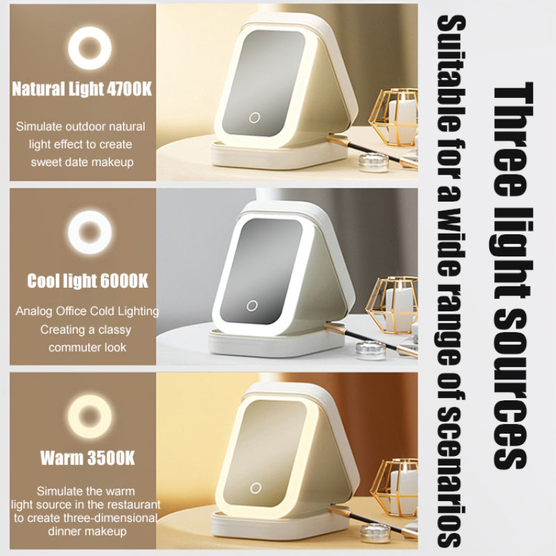Portable LED Mirror Vanity & Makeup Organizer