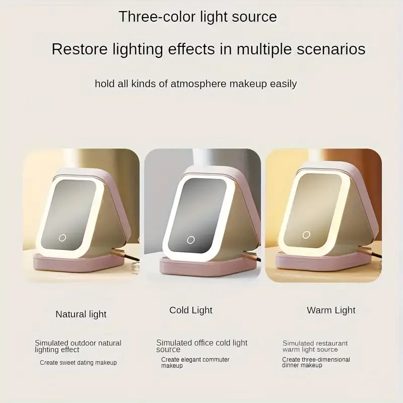 Portable LED Mirror Vanity & Makeup Organizer