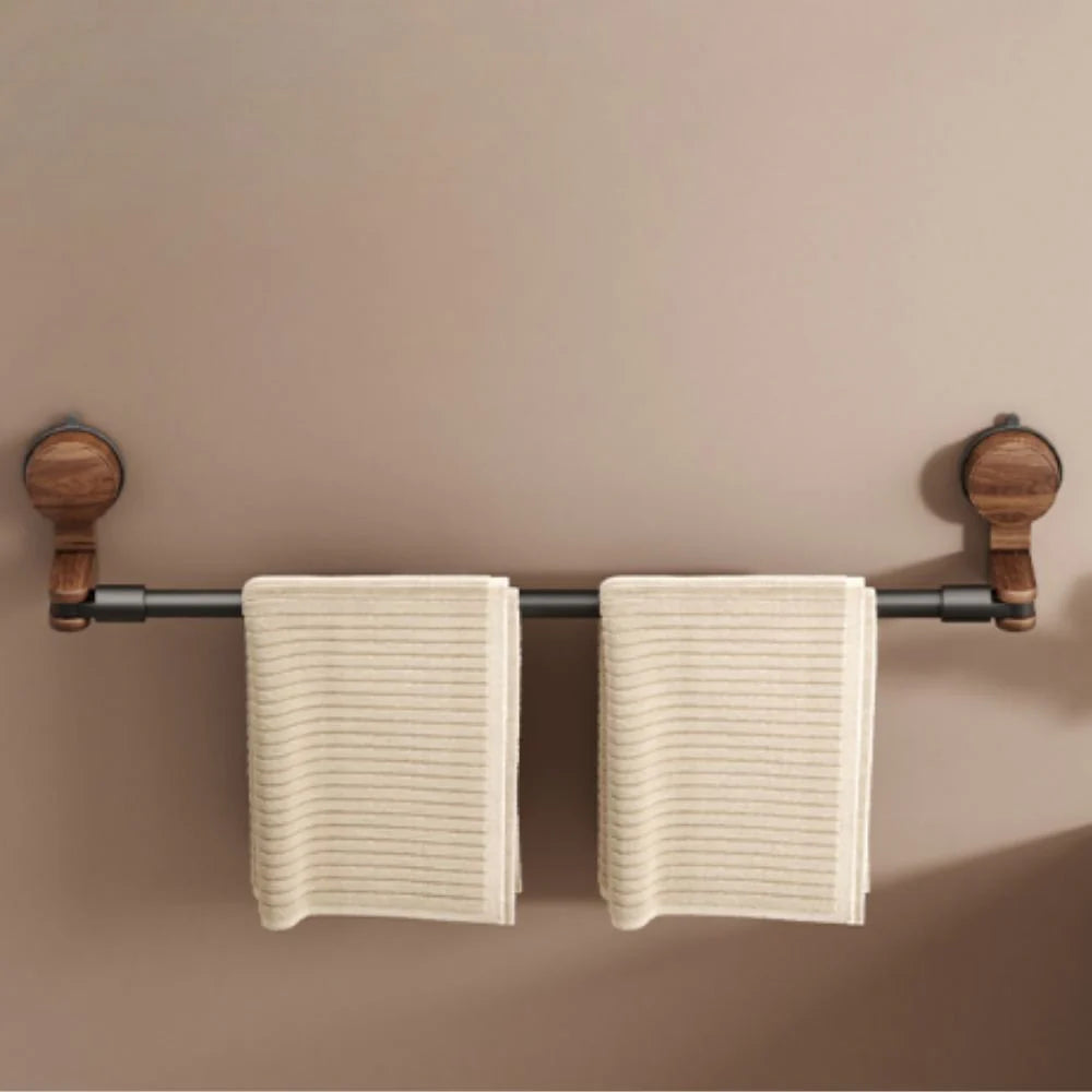 No-Drill Retractable Walnut Towel & Shoe Rack