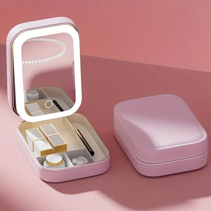 Portable LED Mirror Vanity & Makeup Organizer