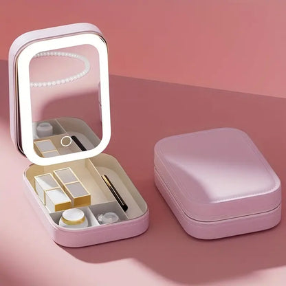 Portable LED Mirror Vanity & Makeup Organizer