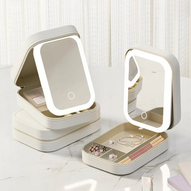 Portable LED Mirror Vanity & Makeup Organizer