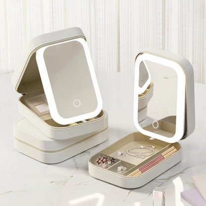 Portable LED Mirror Vanity & Makeup Organizer