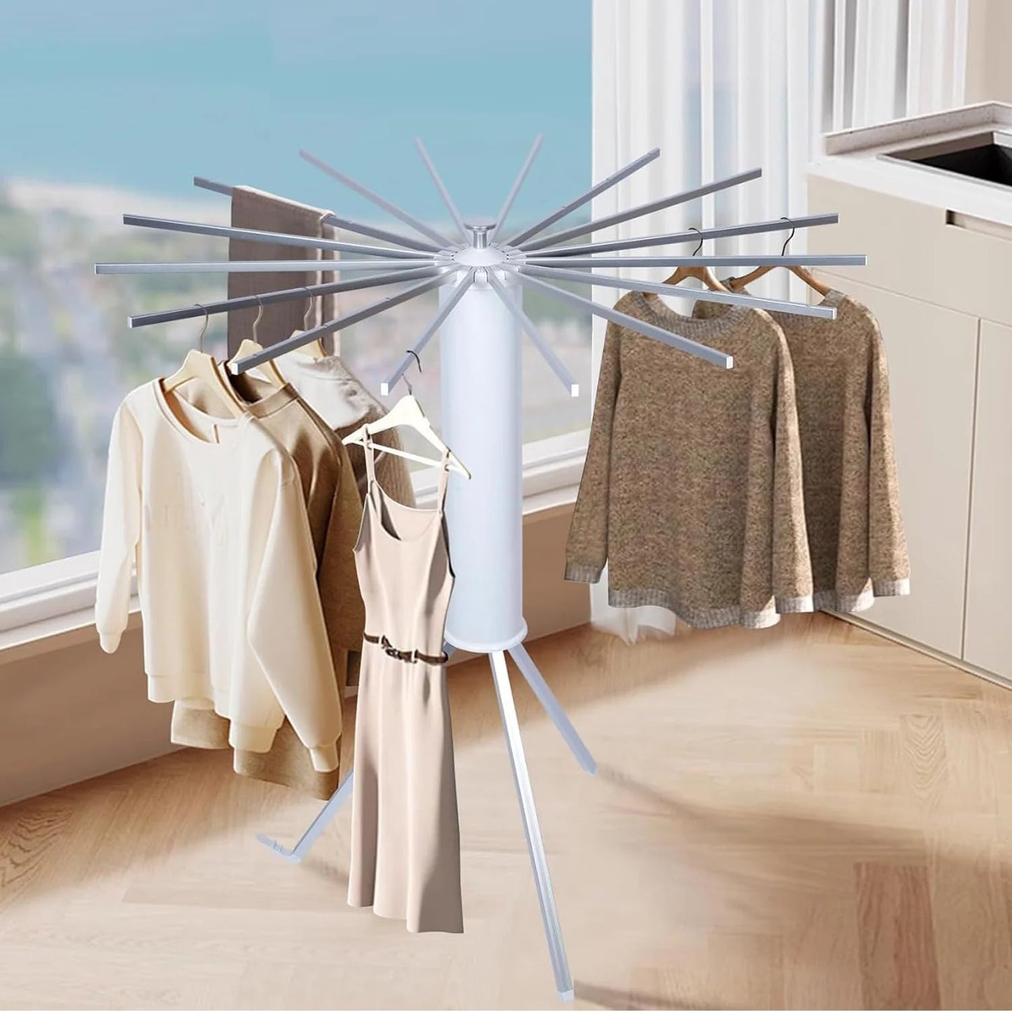4-Layer Foldable 360° Rotating Clothe Drying Rack