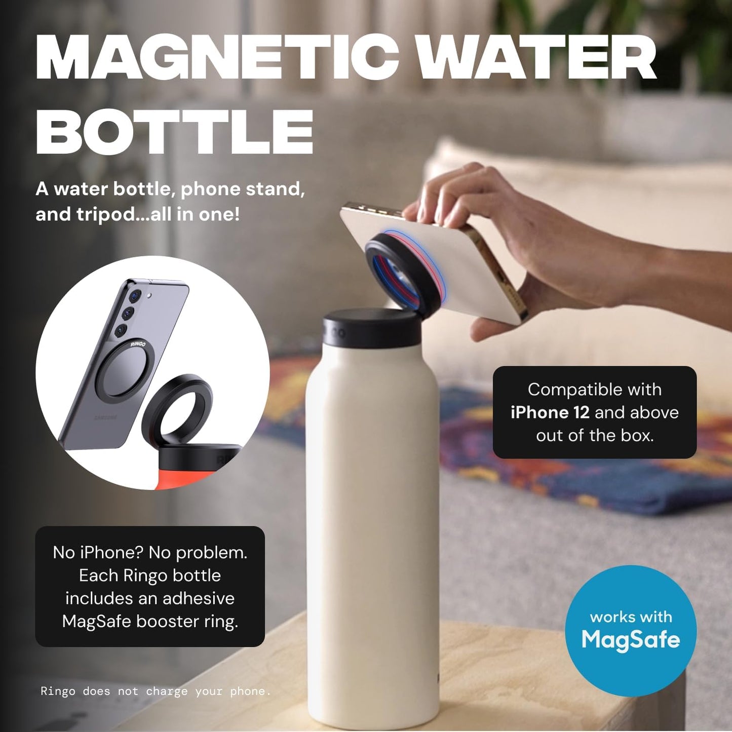 Magnetic Water Bottle & Phone Holder