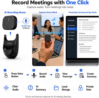 Magnetic Wireless Mouse With Recorder