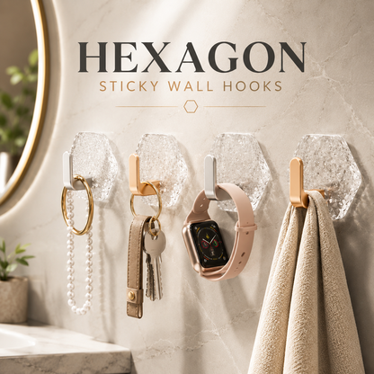 Self-Adhesive Hexagonal Ripple Design Hook - Pack of 5/10