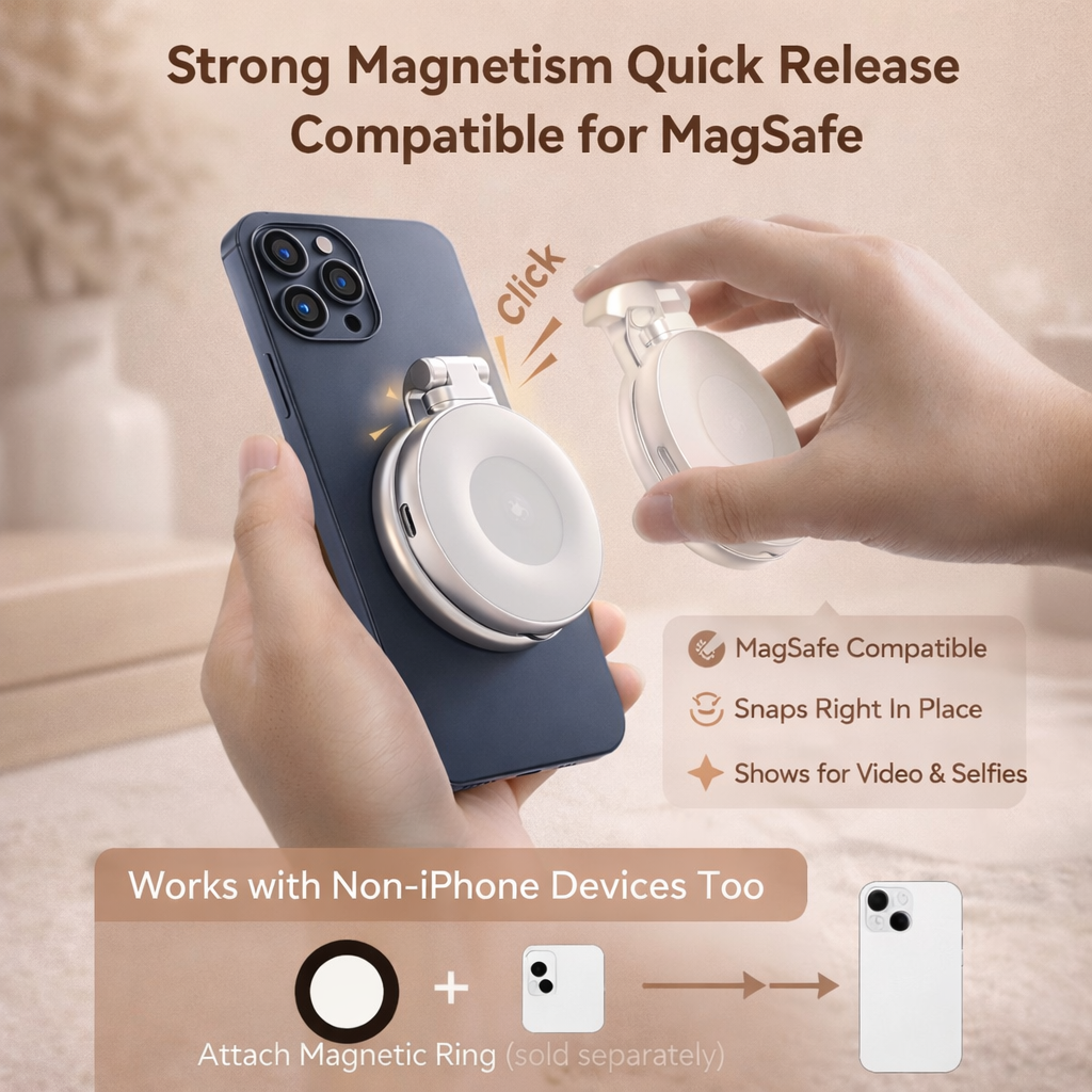 Built-In Mirror Magnetic Selfie Ring Light