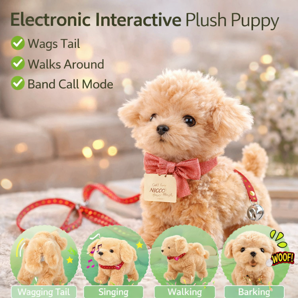 Plush Puppy Robot Toys | Walks, Barks, Shake Tail