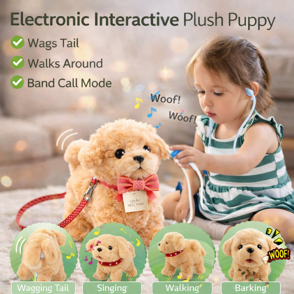 Plush Puppy Robot Toys | Walks, Barks, Shake Tail