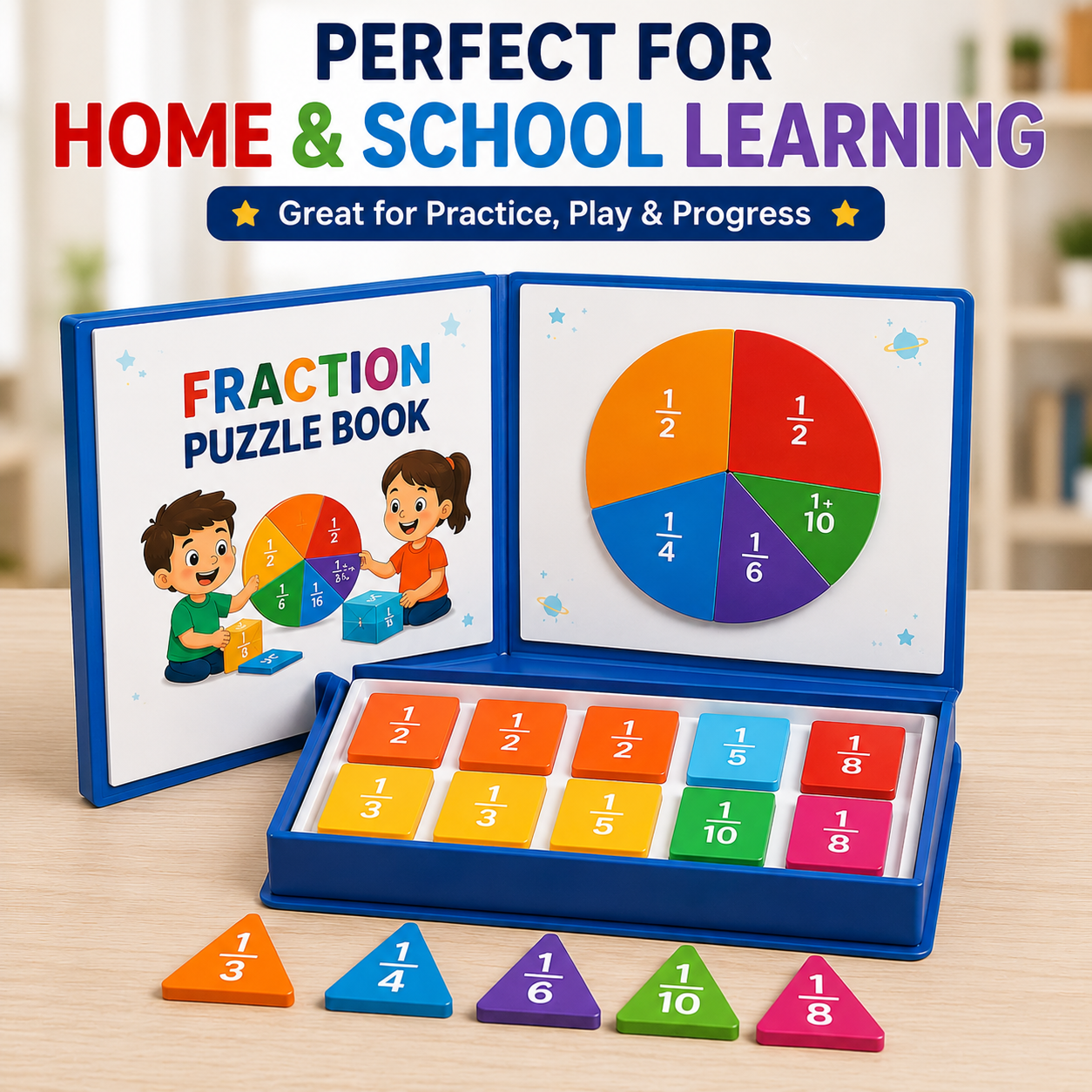 Magnetic Book Fraction Puzzle For Children