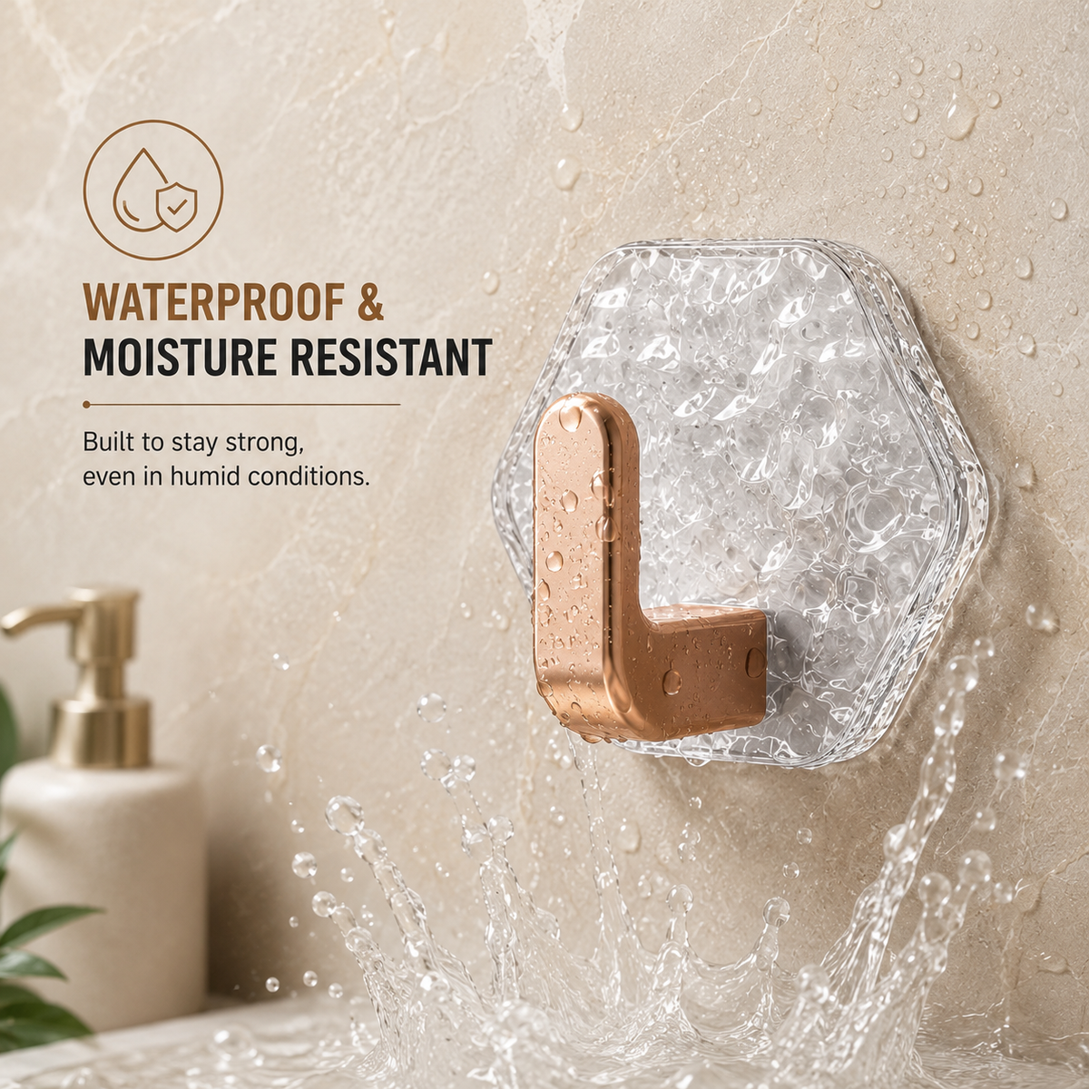 Self-Adhesive Hexagonal Ripple Design Hook - Pack of 5/10