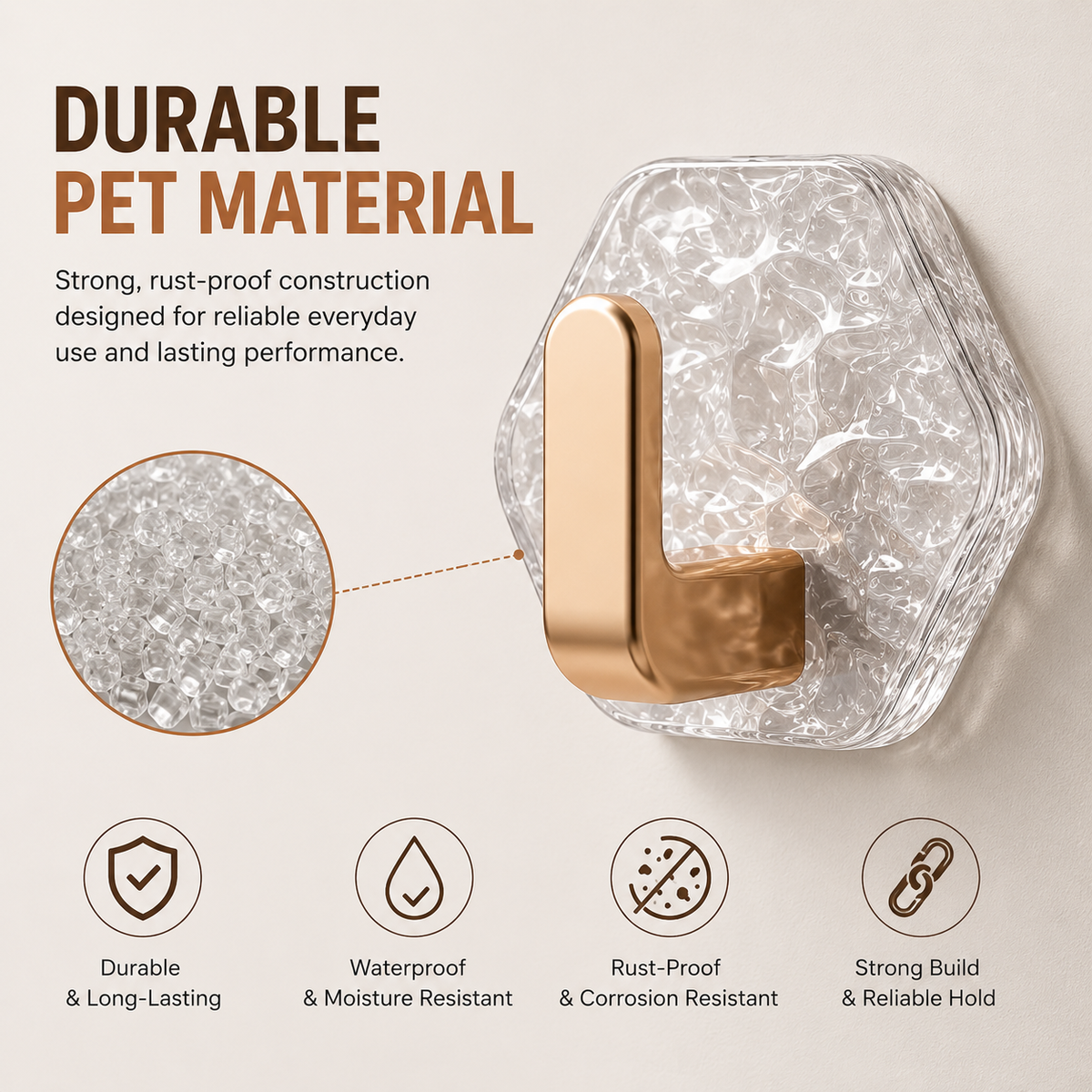 Self-Adhesive Hexagonal Ripple Design Hook - Pack of 5/10