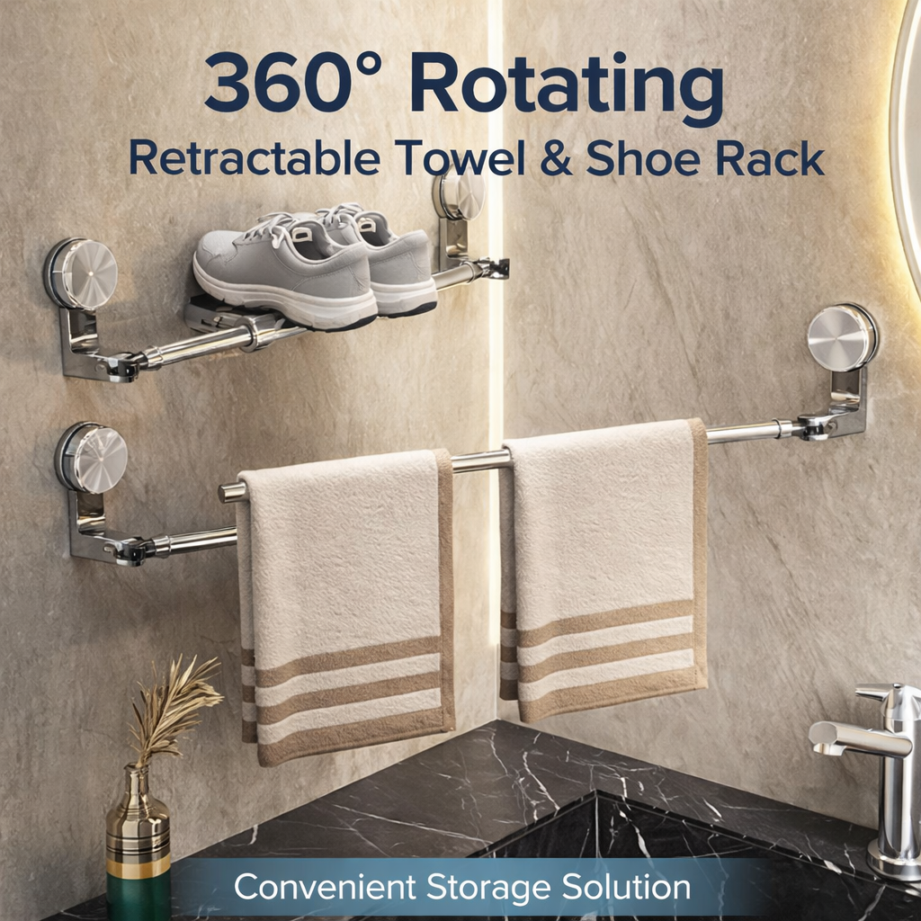 360° Rotating Retractable Towel & Shoe Rack