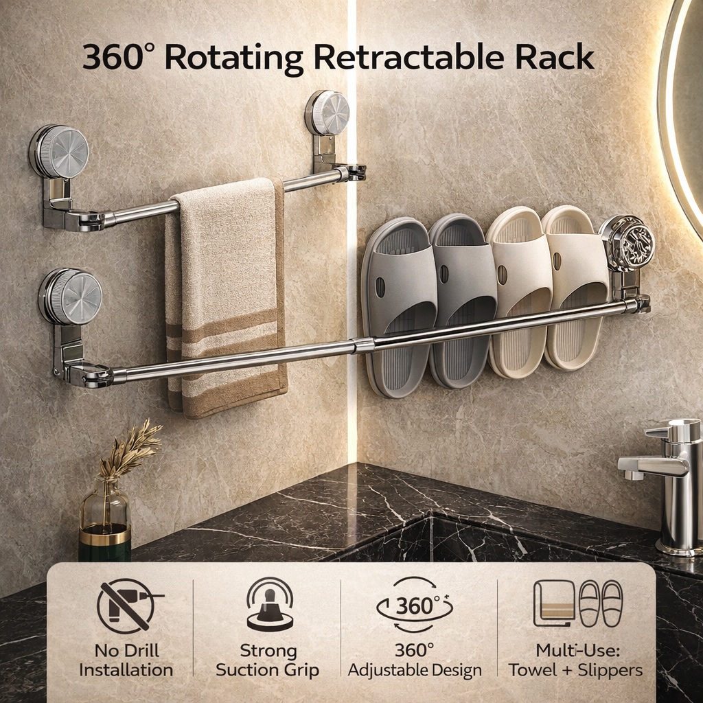 360° Rotating Retractable Towel & Shoe Rack