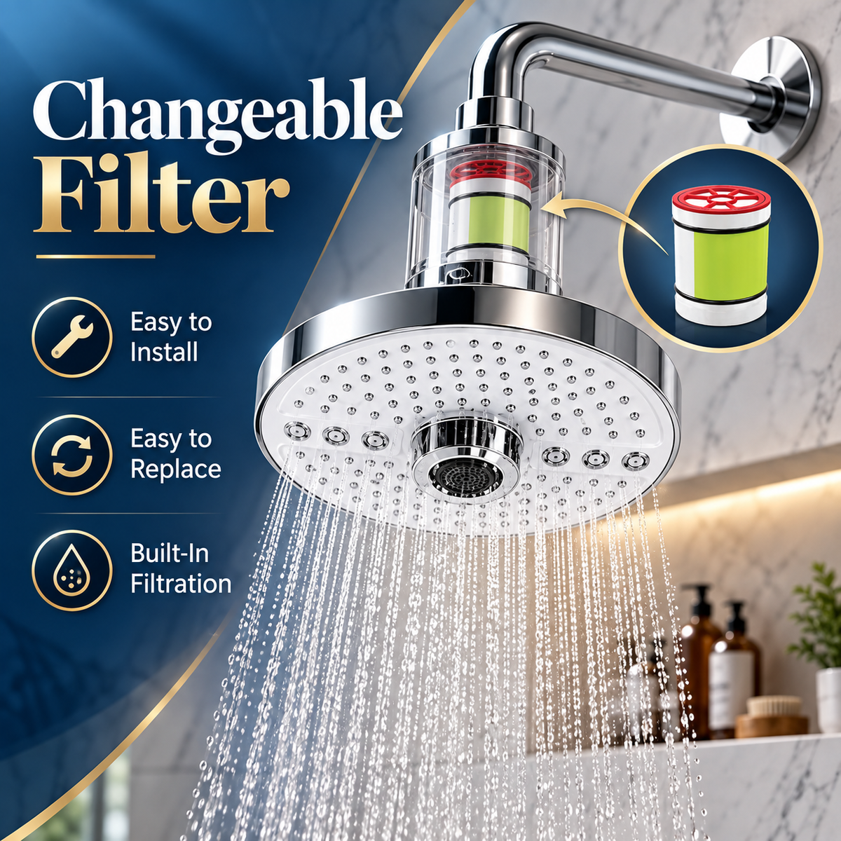 5-Mode Filtered High-Pressure Rain Shower