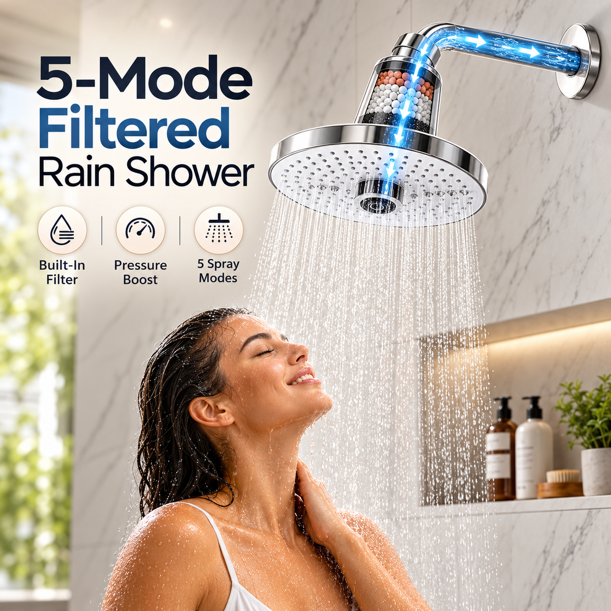 5-Mode Filtered High-Pressure Rain Shower