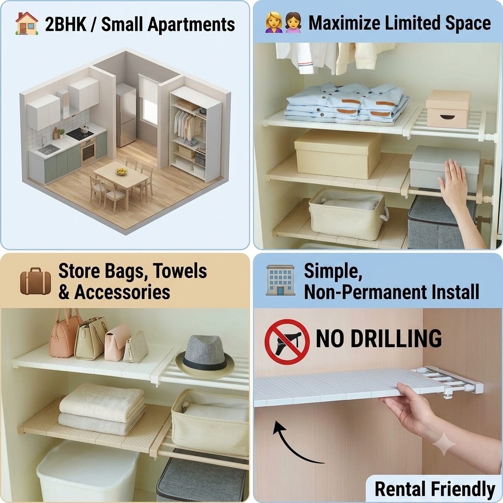 Extendable Wardrobe Shelf Organizer