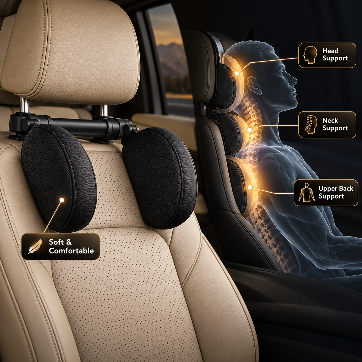 Adjustable Car Headrest Pillow