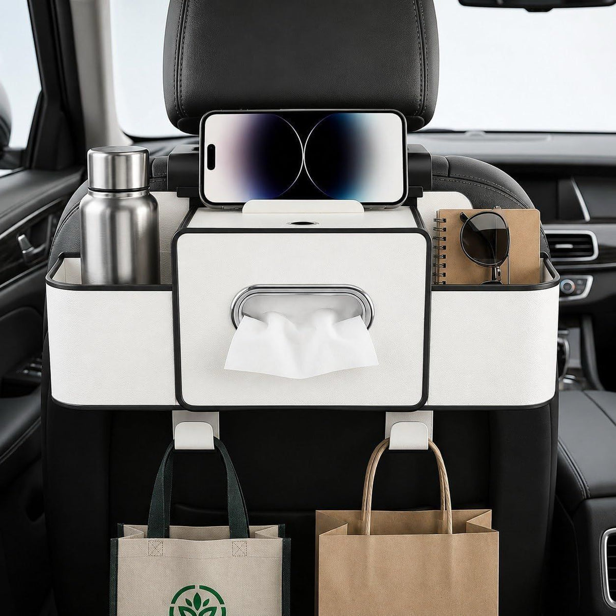 4-in-1 Car Backseat Organizer with Tissue & Cup Holder