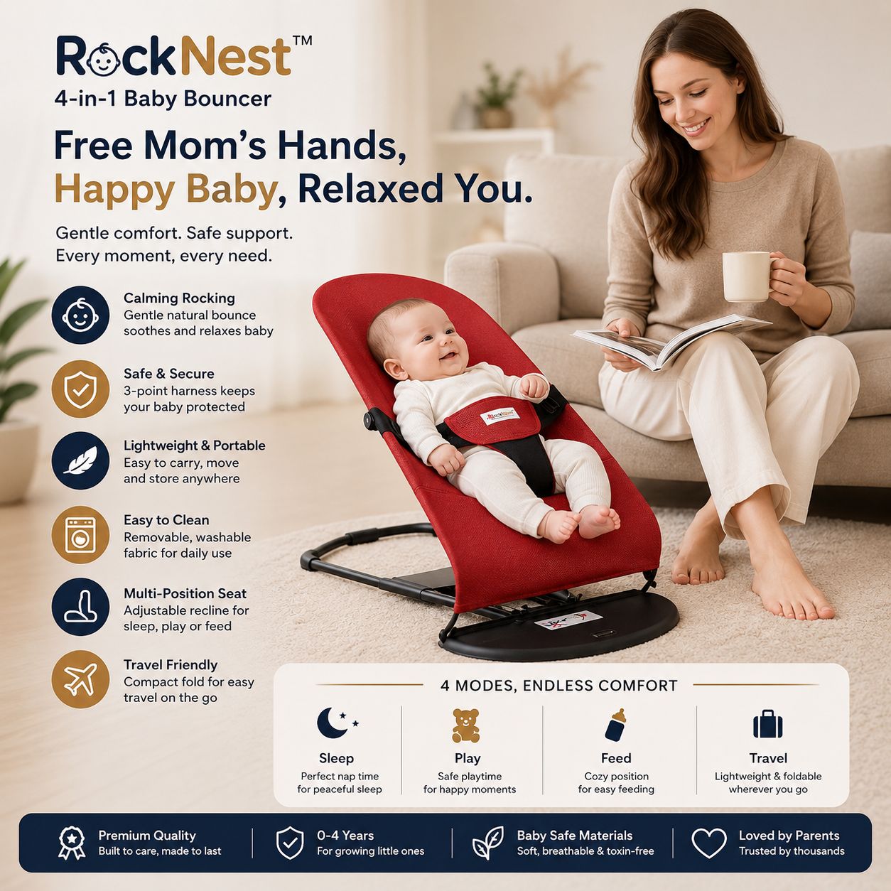 Baby Bouncer Rocking Chair with Music