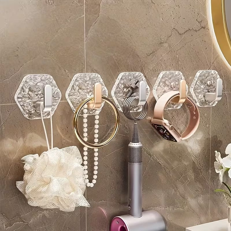Self-Adhesive Hexagonal Ripple Design Hook - Pack of 5/10