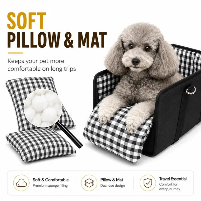 2-in-1 Pet Carrier & Console Pet Car Seat for Small Dogs and Cats