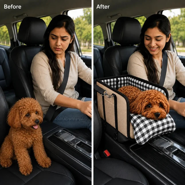 2-in-1 Pet Carrier & Console Pet Car Seat for Small Dogs and Cats
