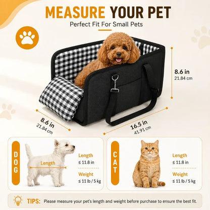 2-in-1 Pet Carrier & Console Pet Car Seat for Small Dogs and Cats