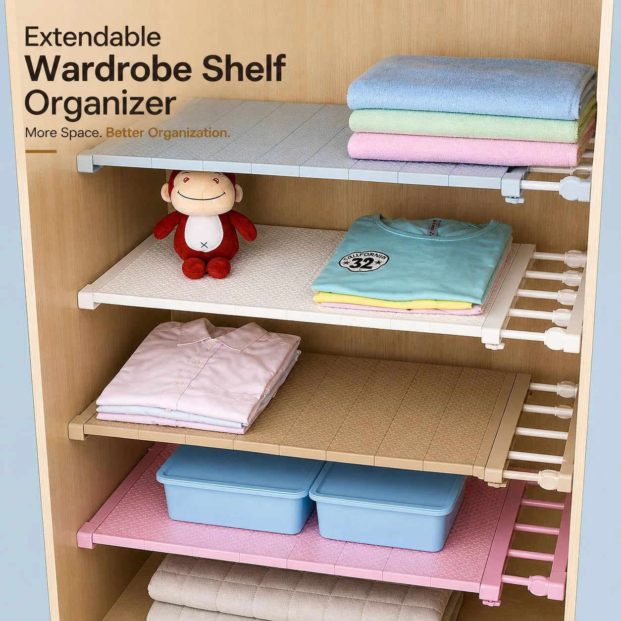 Extendable Wardrobe Shelf Organizer